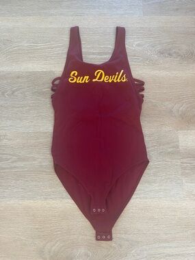 PINK Victoria's Secret ASU Maroon Strappy Bodysuit